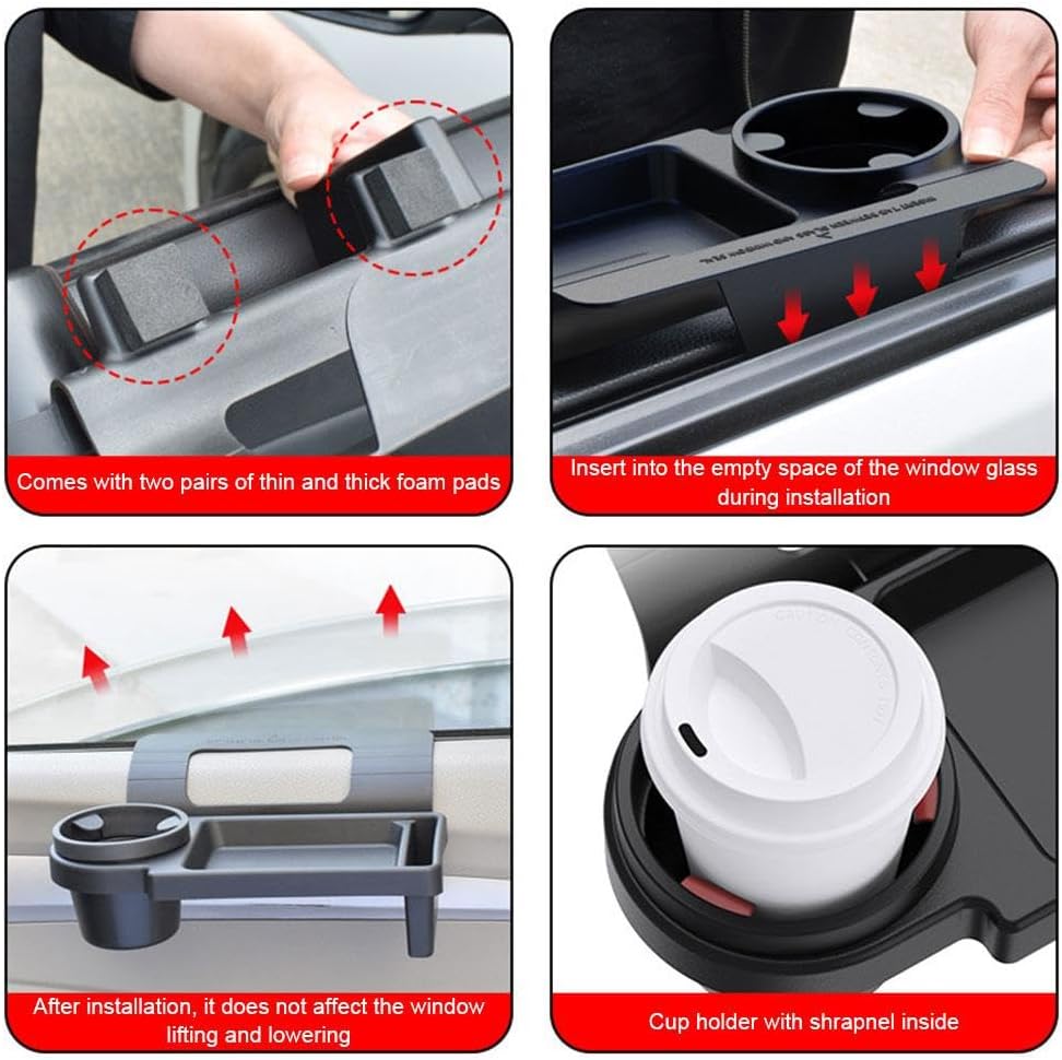 Car Key Box - Door and Window Pocket Accessory Organizer - with Cup Holder - Car Window Organizer - Key and Phone Organizer - Black - Image 3