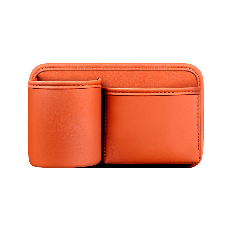 Car Key Box - Handy Bottle Holder for the Back Seat - Car Interior Accessory for Campers and Trucks - Orange - Leather - Image 1