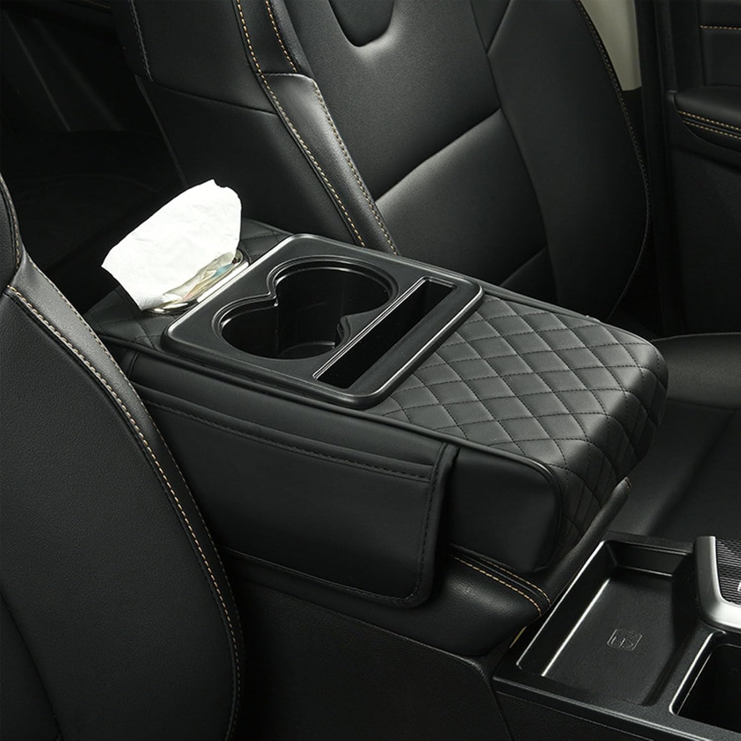 Car Key Box - Car Armrest Mat - Car Accessory Storage Mat - Wear-resistant and Anti-Fouling - Armrest Box Mat - Black - Image 1