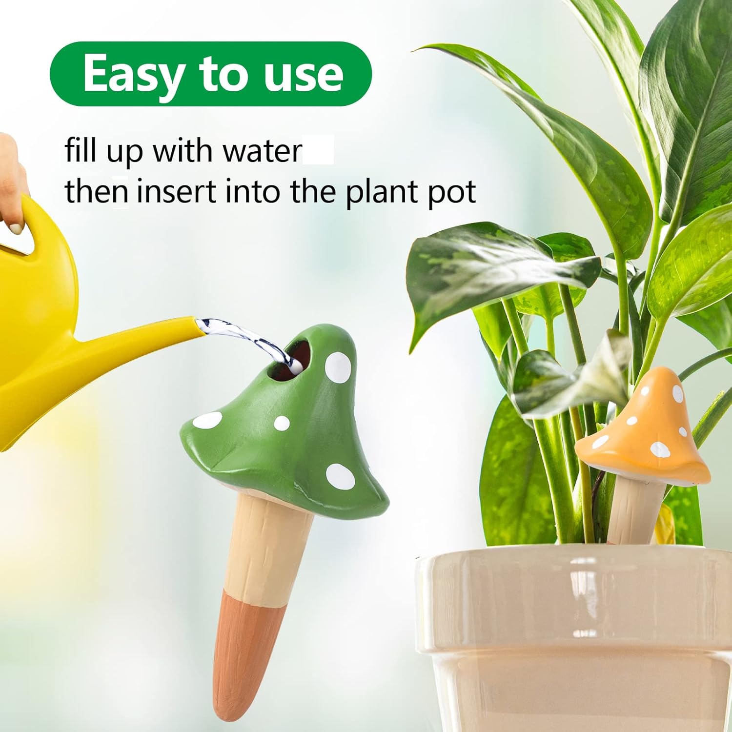 Self-Watering Spikes, Mushroom-Shaped Plant Watering Balls, Irrigation, Terracotta Watering Device, Garden Irrigation for Indoor and Outdoor Plants, 4-Pack - Image 4