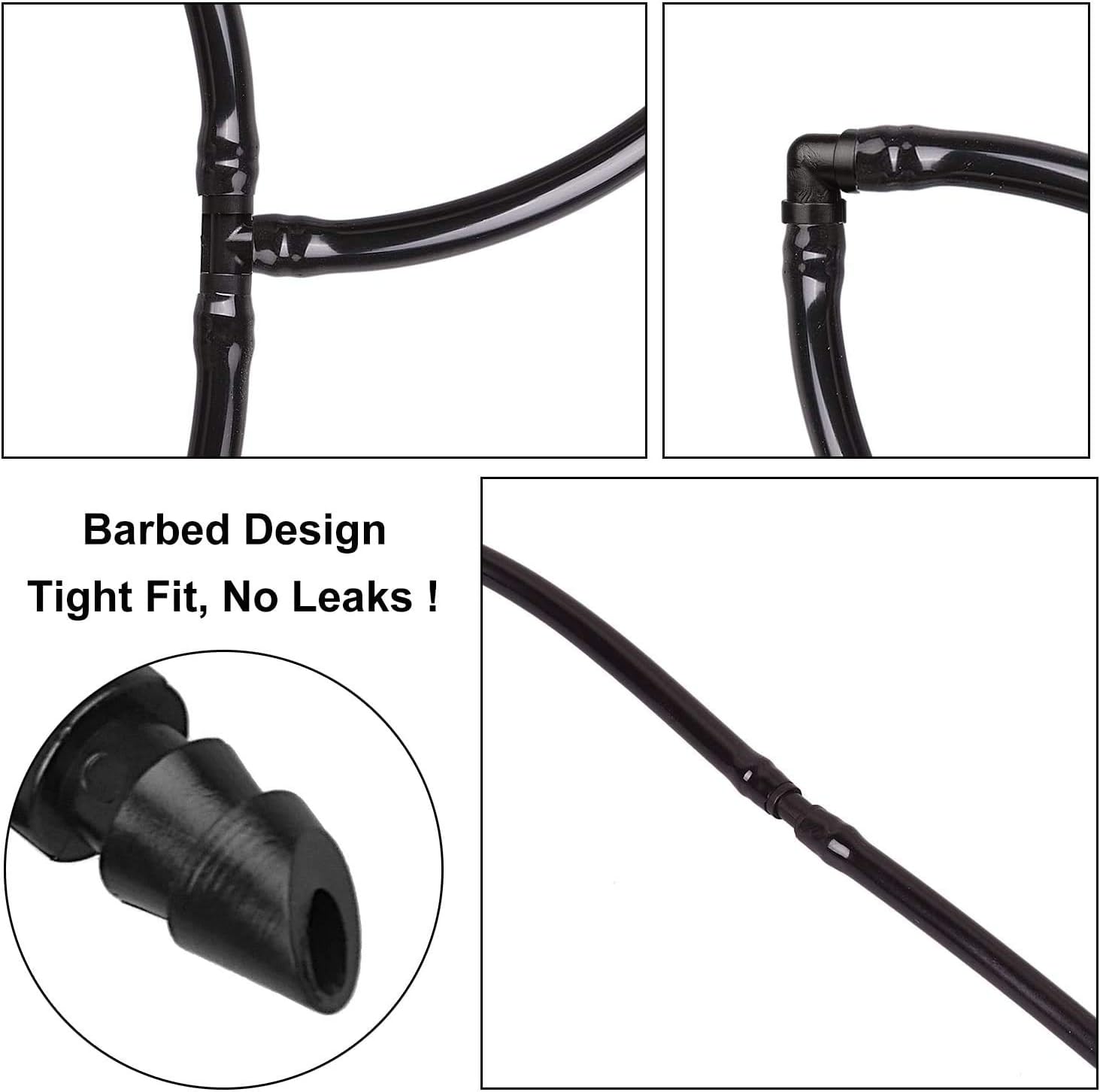 50 pieces drip irrigation 1/4' barb elbow fittings, barb connectors fit universal 1/4 inch hoses, irrigation elbow for sprinkler system - Image 3