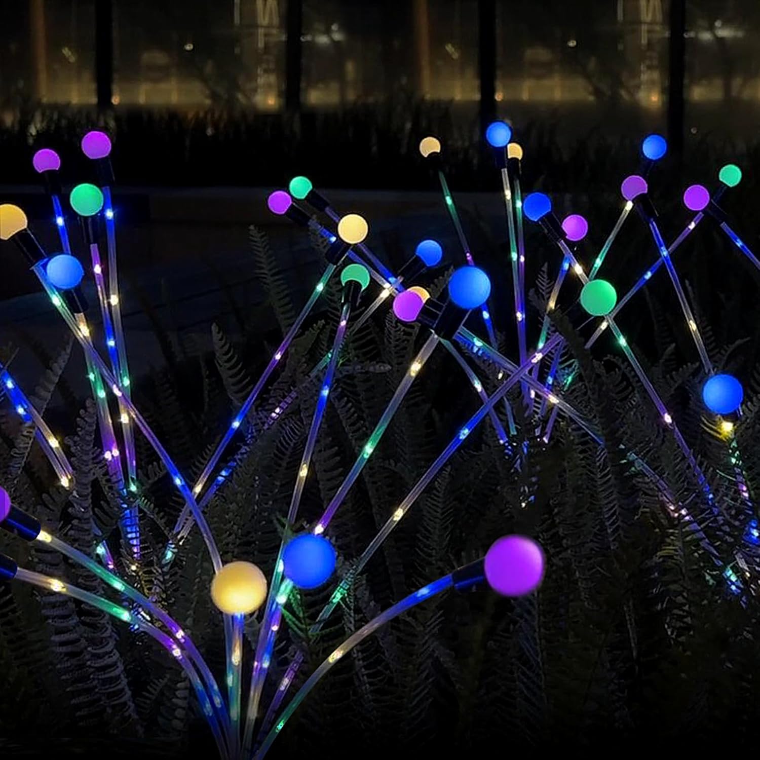 Solar garden lights, Christmas decoration, solar-powered fairy-tale outdoor lights, waterproof, 1-pack, 8 LEDs that move in the wind, dancing fireflies as light for garden decoration, yard, patio, path decoration - Image 1