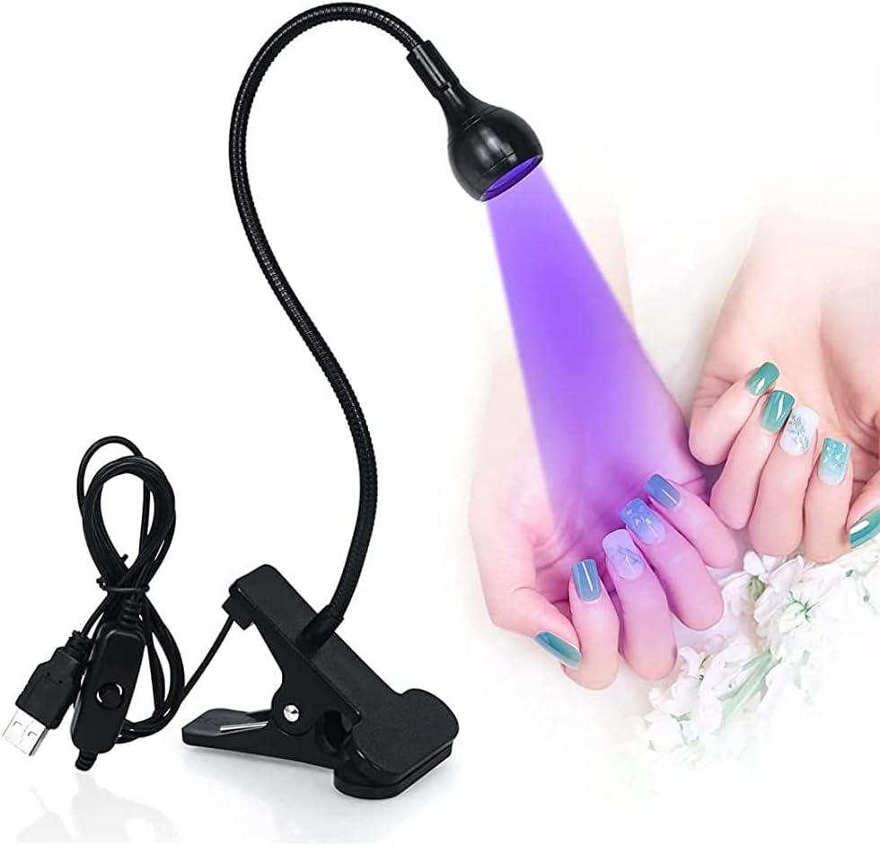 Mini UV Lamp for Gel Nails, LED Curing Lamp with Flexible Gooseneck and Clamp, 3W Portable Small Manicure UV Lamp, Nail Dryer for Curing Resin Nail Art. - Image 1