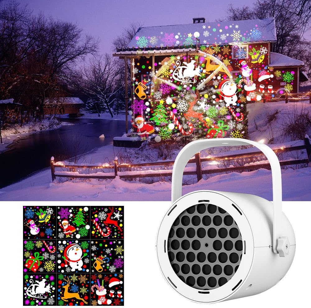 Christmas Projector Lights - LED Snowflake Projector Light with USB Power for Living Room, New Year, Party, Christmas Decoration, Indoor and Outdoor (White) - Image 1