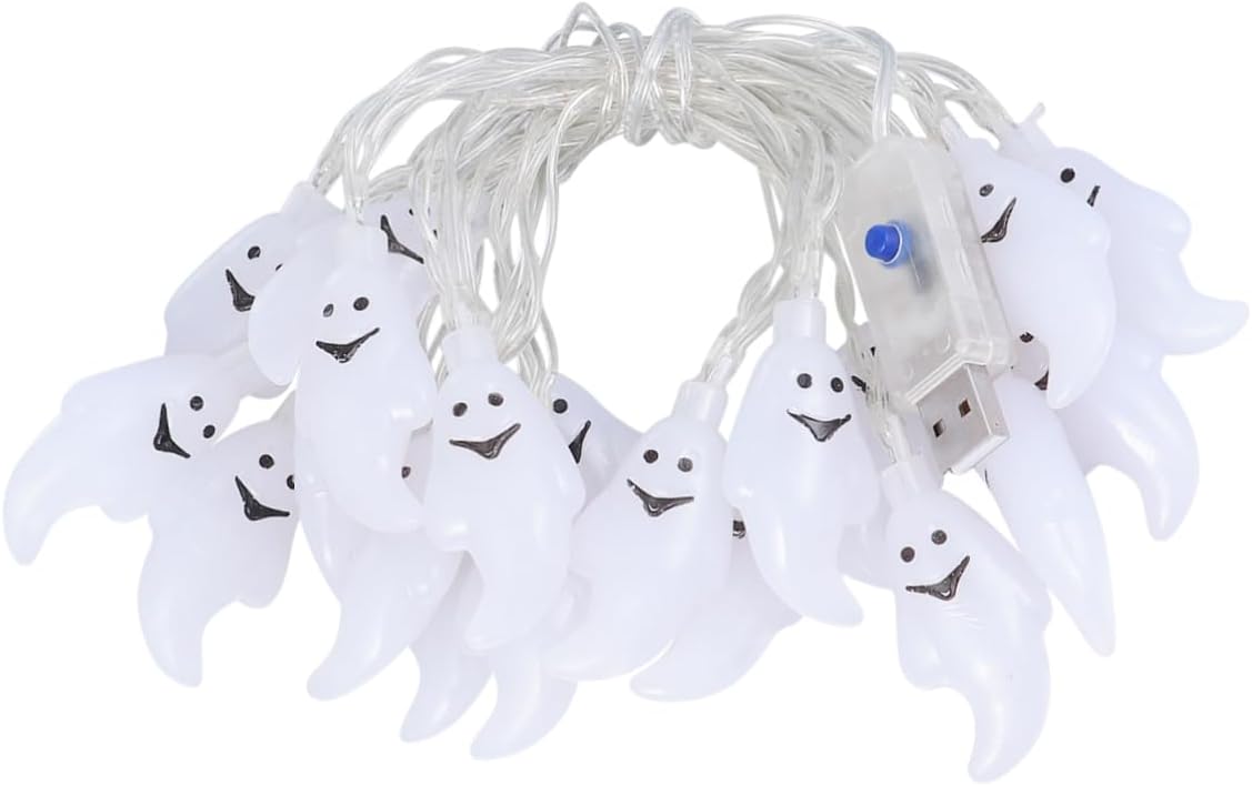 pc. LED Ghost String Light for Halloween Lights, USB Powered, Flashing Modes, Decorative Lighting for Home Parties and Events - Image 1