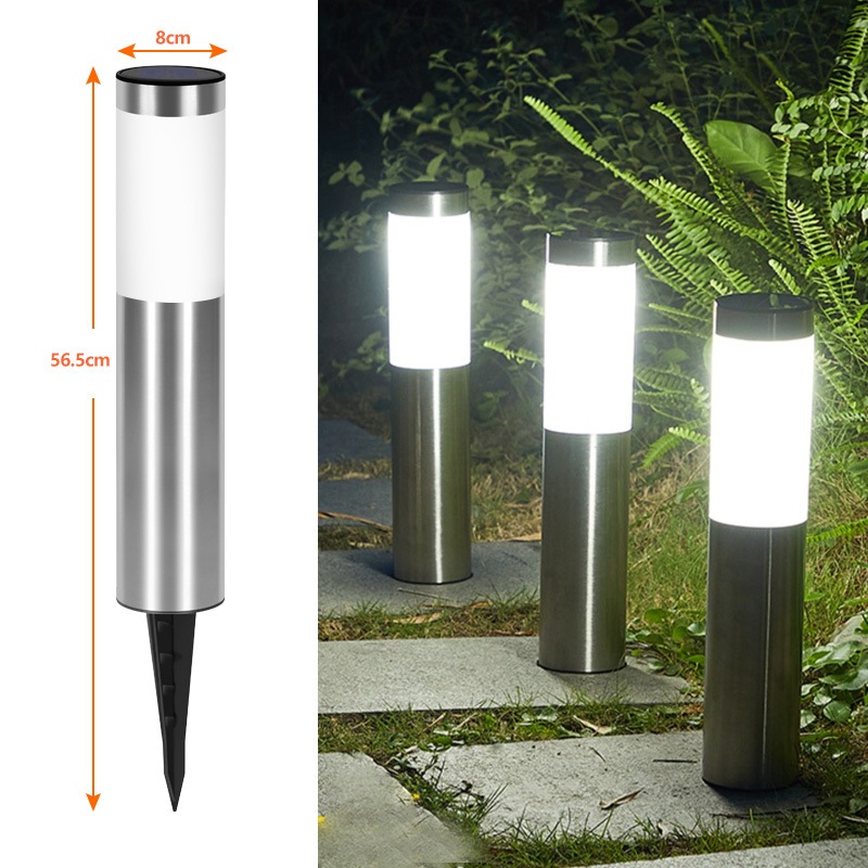 Solar Powered Outdoor Lamp - Stainless Steel - Cylindrical Garden Lamp - Waterproof - 1 Pack - Image 1