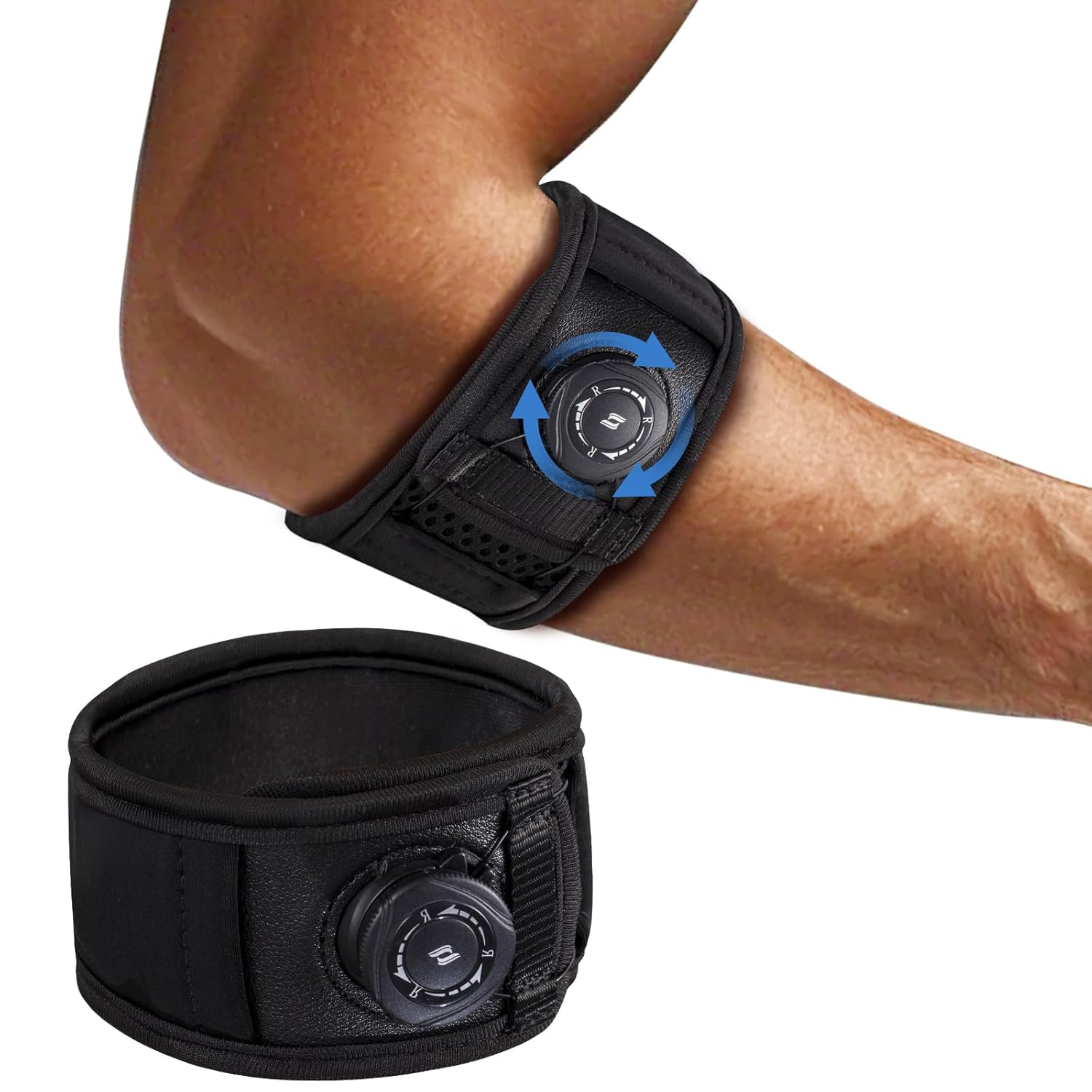 Elbow Support - Adjustable Tennis Elbow Brace - For Tendinitis - Black Universal Size - Image 1