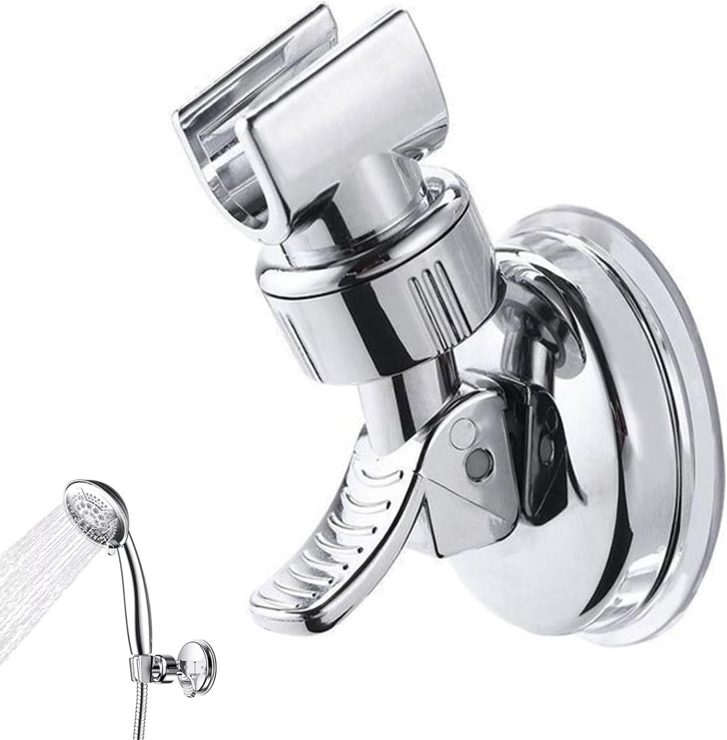 Shower Head Holder - Suction Cup Mounting Without Drilling - 360 Degree Rotatable - Adjustable Angle - Image 1
