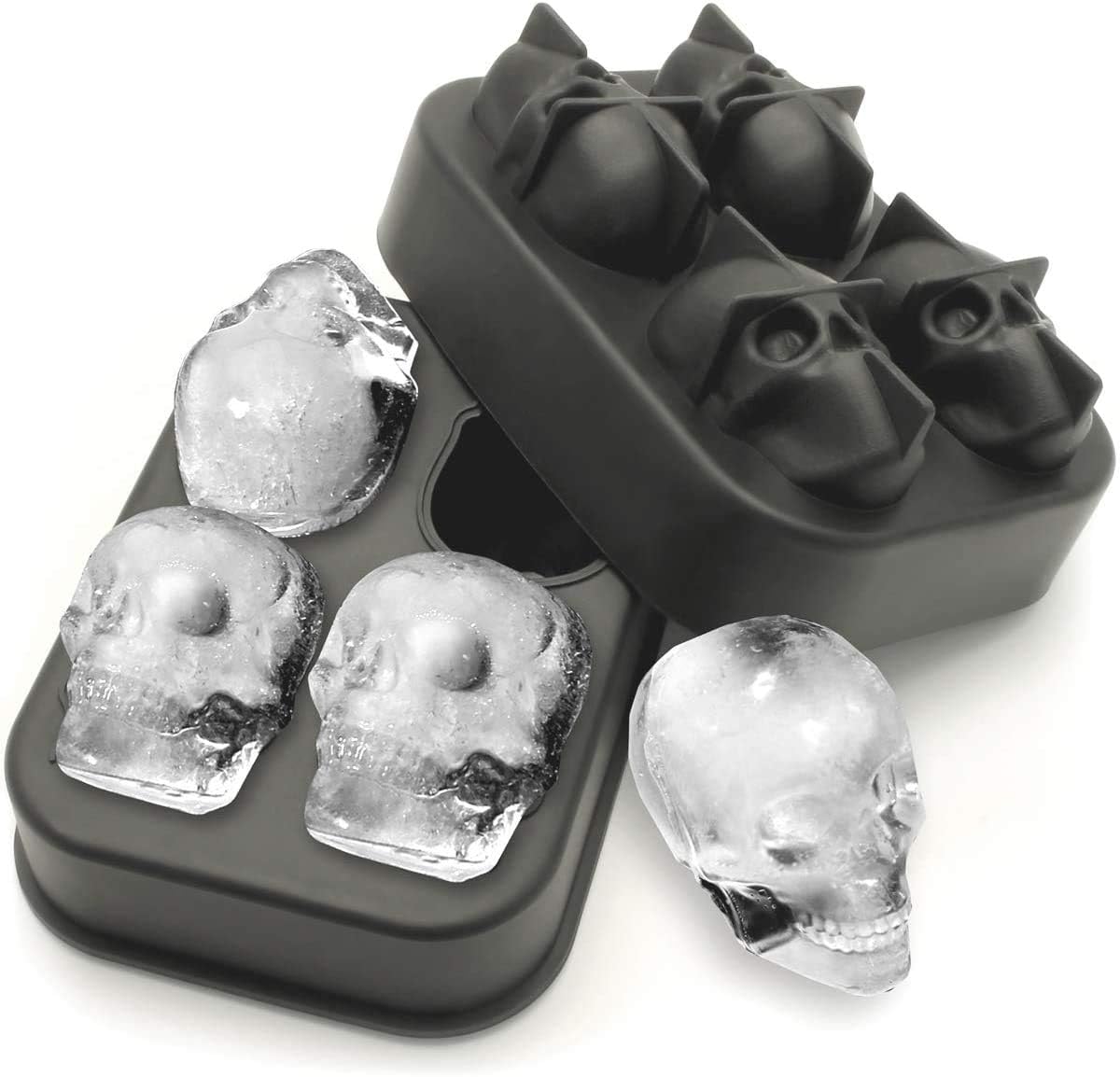 KIRALOVE 4 skulls - ice cubes - silicone ice cube maker - for home - kitchen - bar accessories - drinks - random color - refrigerator - Image 1
