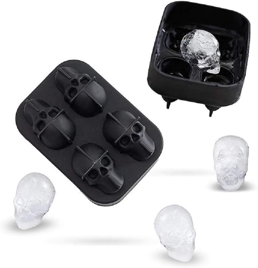 KIRALOVE 4 skulls - ice cubes - silicone ice cube maker - for home - kitchen - bar accessories - drinks - random color - refrigerator - Image 5