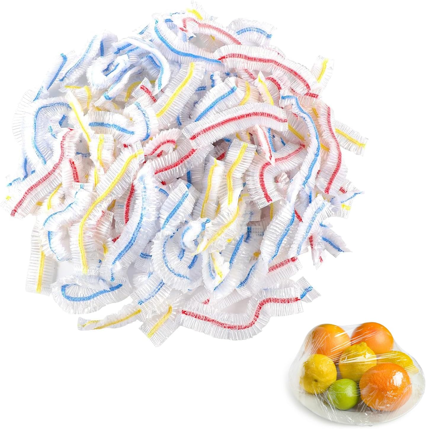 100 pieces food covers plastic stretch, food covers reusable food storage bags kitchen supplies for fruit/vegetables/meat/food - Image 1