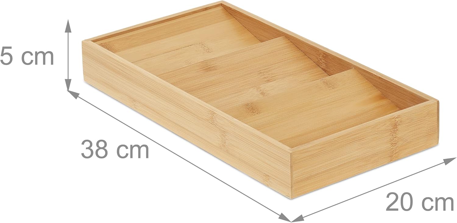 Relaxdays horizontal spice rack, 3 shelves, HBD: 5 x 20 x 38 cm, spice organizer for kitchen drawer, spice holder, natural - Image 4
