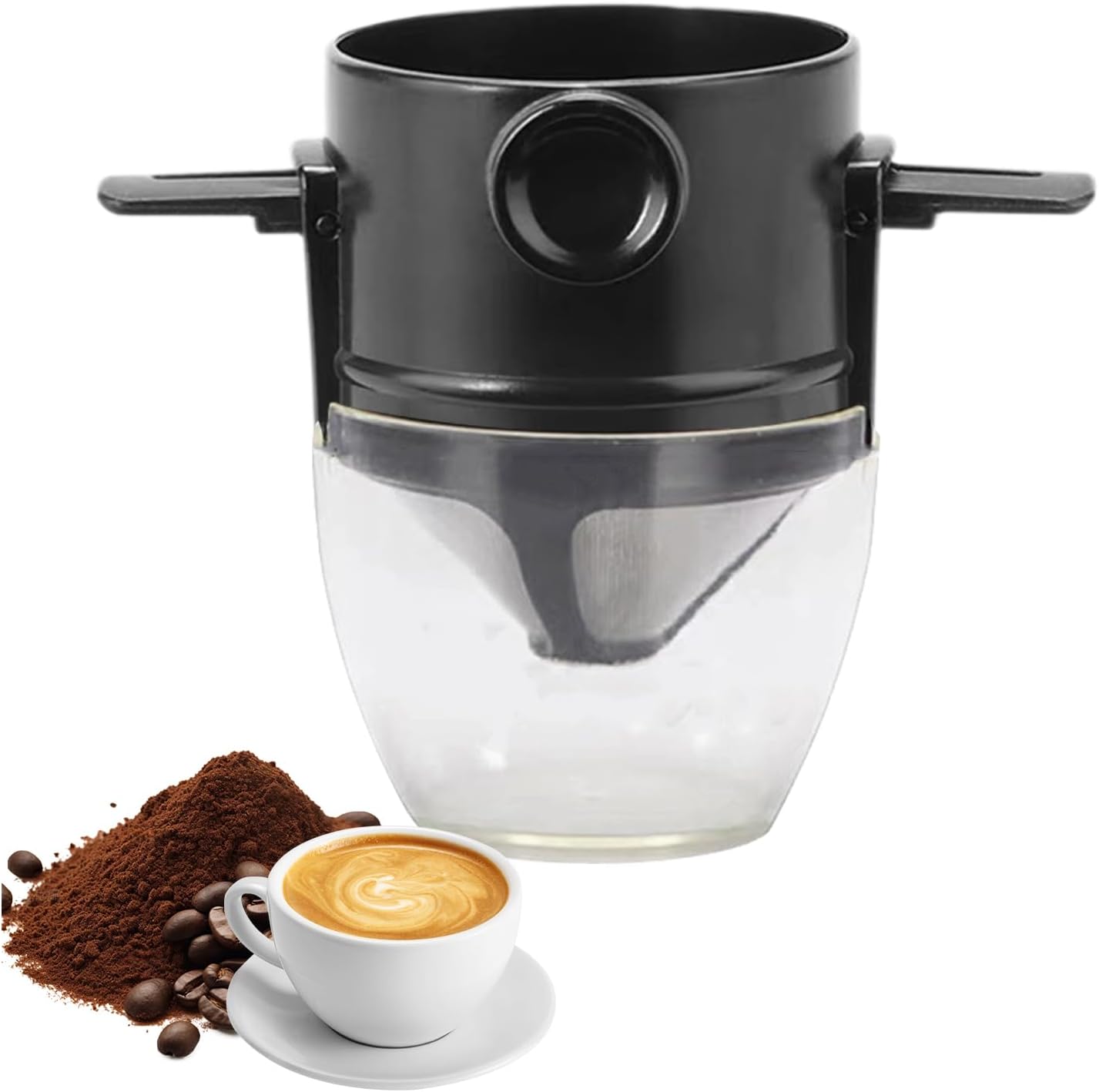 Coffee Filter - Reusable Cone for Drip Coffee - Stainless Steel - Includes Glass Jug - Image 1