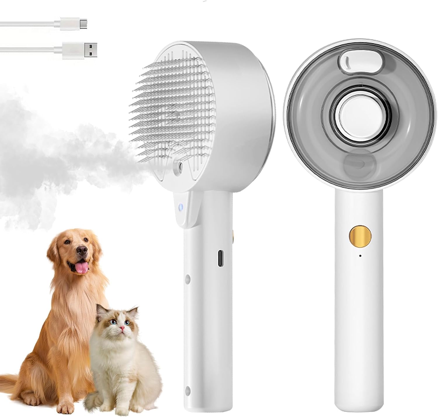 Steam Brush for Animals - Care Against Hair Loss - Suitable for Cats and Dogs - With Cleansing Massage - Image 1
