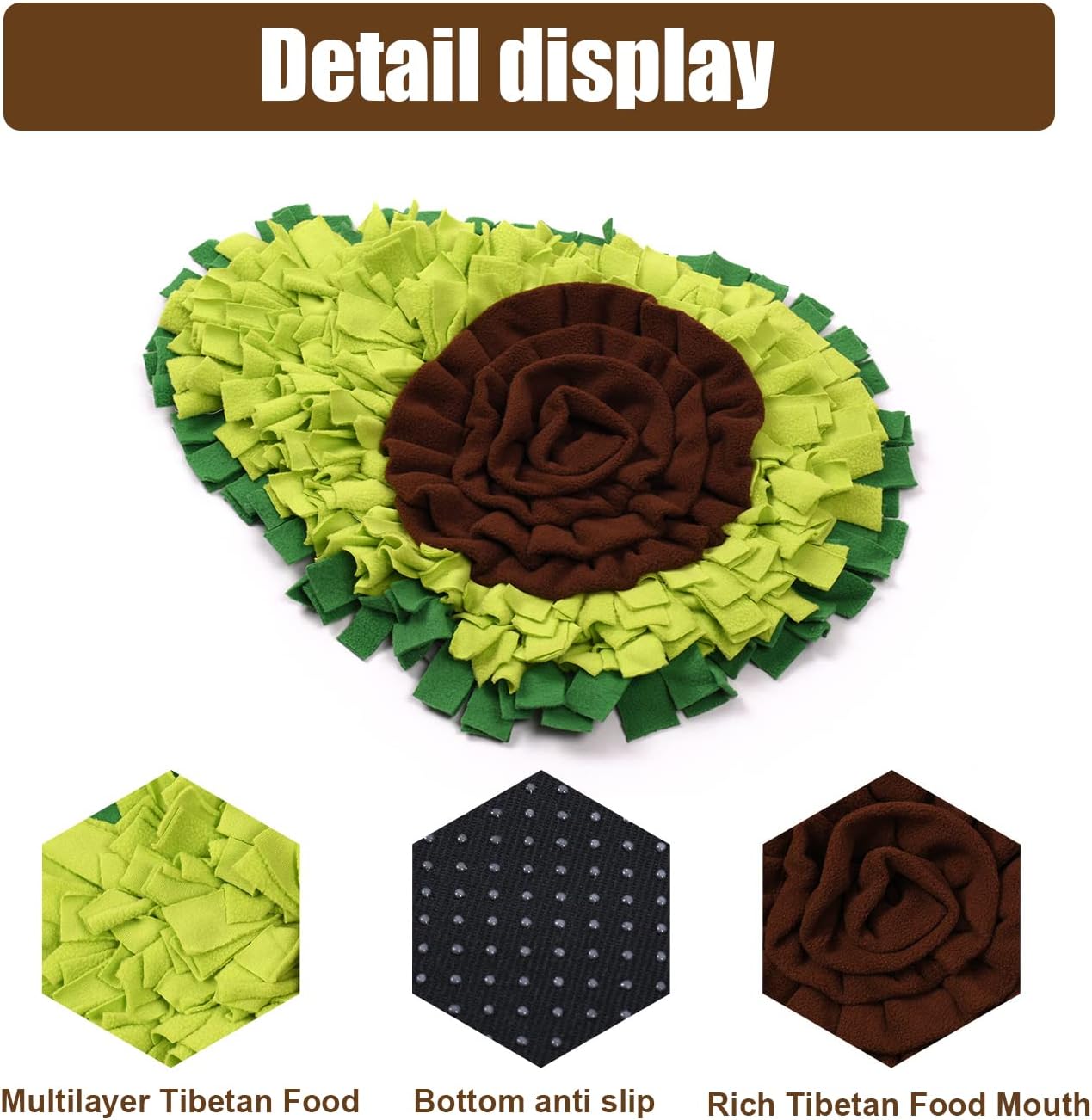 Snuffle Mat - Avocado Design with Foldable - For Dogs and Cats - Green Training Mat - Pet Activity - Image 4