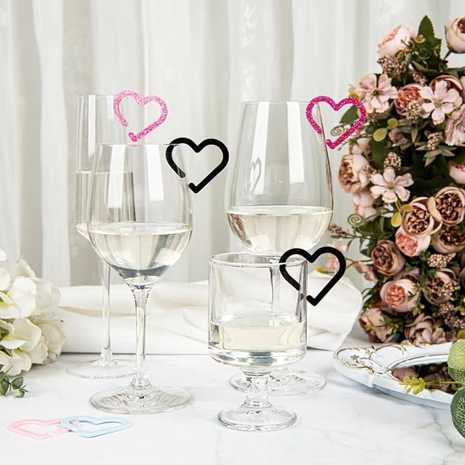 Glass Charm - Glass Accessories 20 Pieces - Accessories Heart Shaped Acrylic Decorations For Women Men Drinks Parties - Image 3