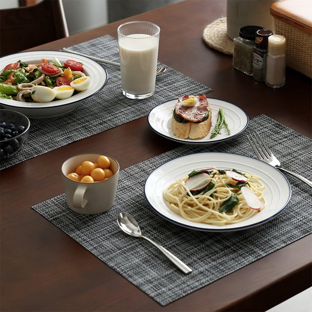 PVC placemat, 4 pieces non-slip heat-resistant placemats, washable vinyl placemats, set of 4 - gray - Image 2