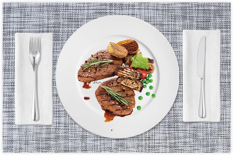 PVC placemat, 4 pieces non-slip heat-resistant placemats, washable vinyl placemats, set of 4 - gray - Image 3