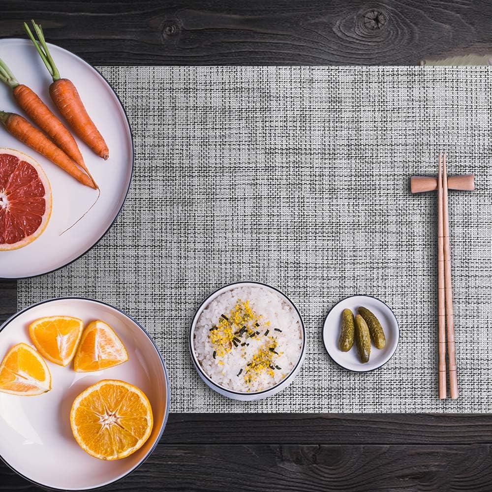 PVC placemat, 4 pieces non-slip heat-resistant placemats, washable vinyl placemats, set of 4 - gray - Image 4