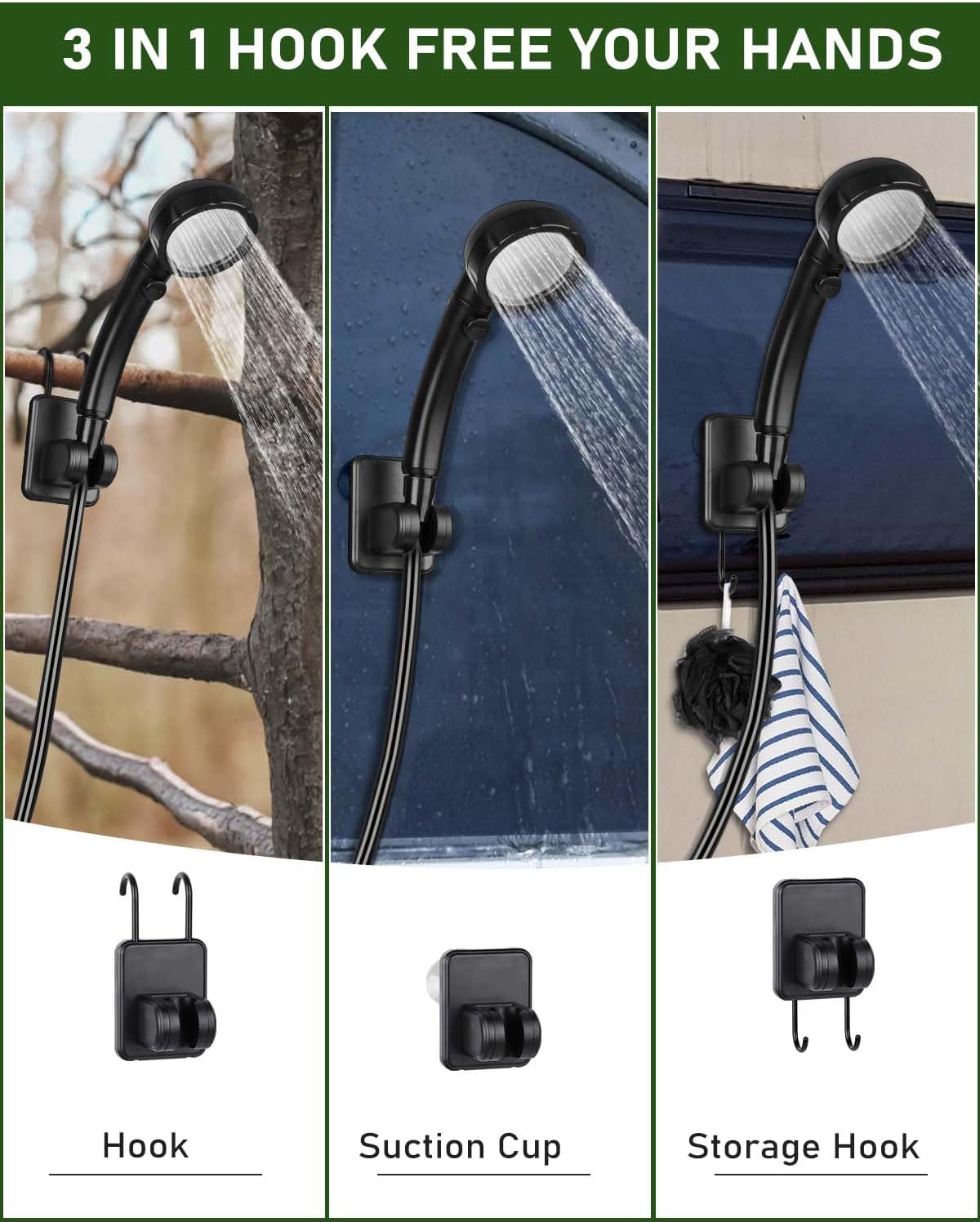Portable Shower Pump with Rechargeable 6000mAh Battery - Outdoor Shower IPX7 Waterproof - With Temperature Display - Suitable for Camping, Car Washing and Pet Washing (Gray) - Image 2
