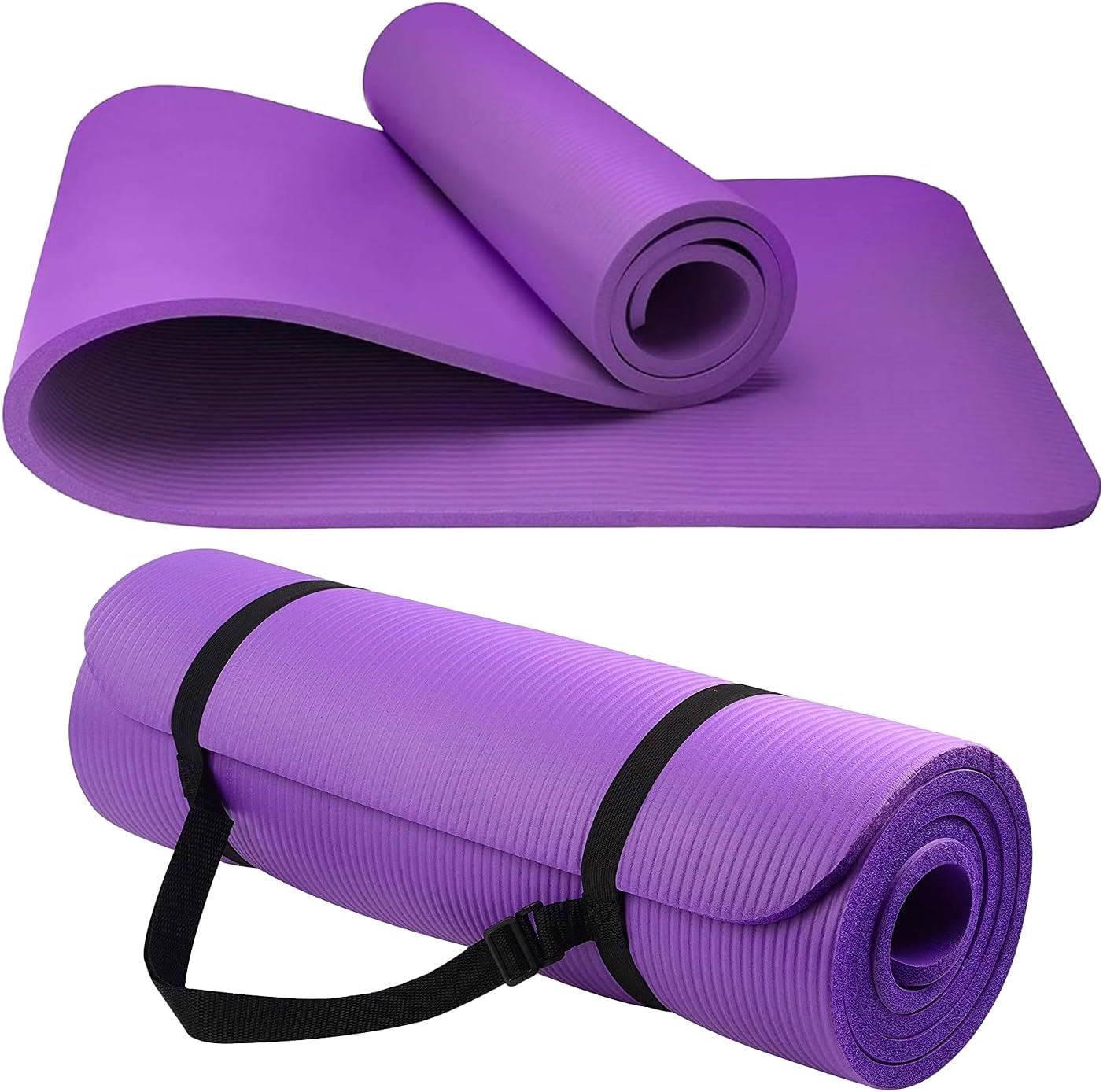 Yoga Mat - Unisex - Non-slip Thick Foam Fitness Exercise Mat - With Portable Strap - Lightweight Home Fitness Equipment - Suitable for Yoga, Pilates, Stretching, Gymnastics Training and Camping - Image 1
