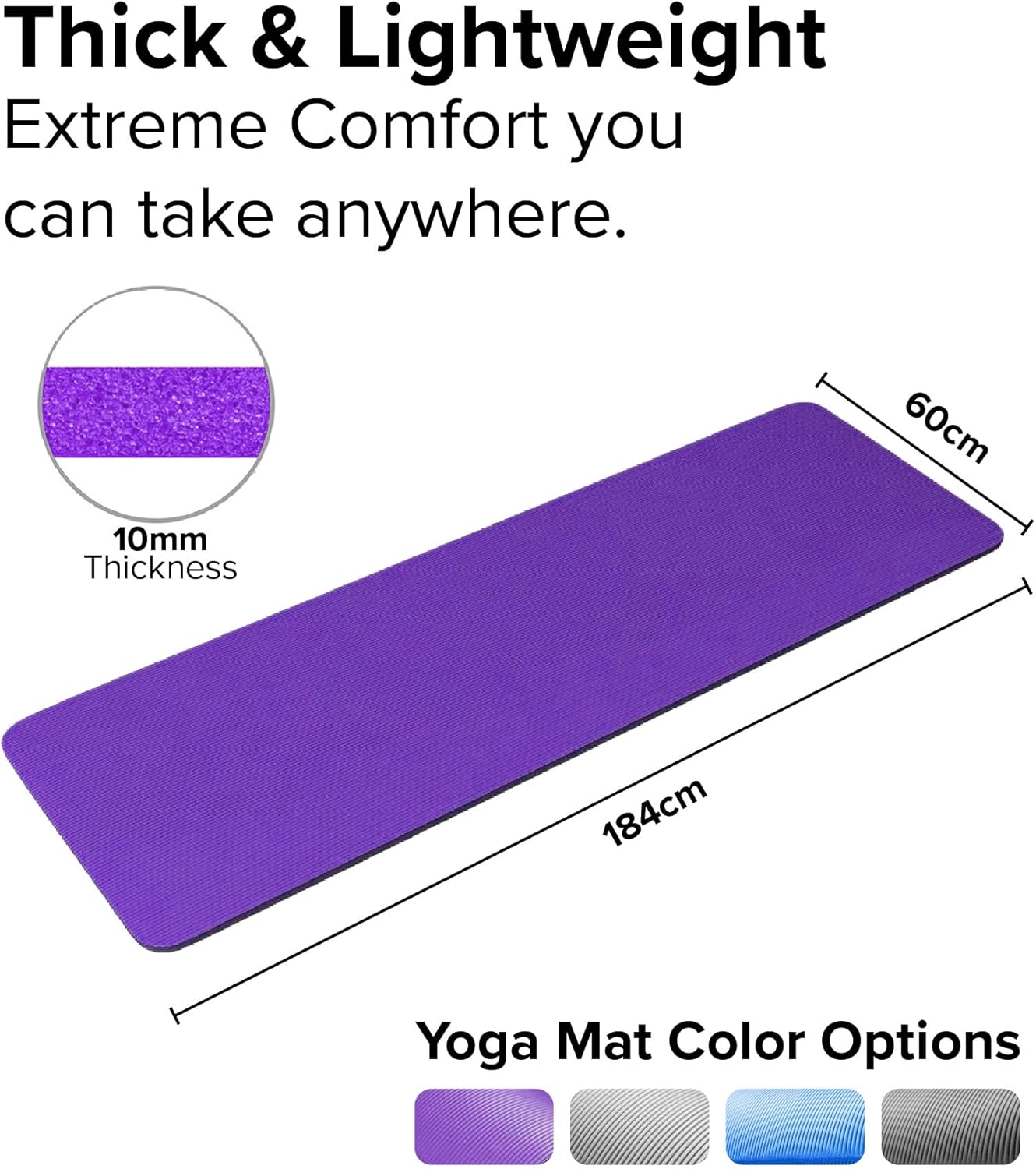 Yoga Mat - Unisex - Non-slip Thick Foam Fitness Exercise Mat - With Portable Strap - Lightweight Home Fitness Equipment - Suitable for Yoga, Pilates, Stretching, Gymnastics Training and Camping - Image 3
