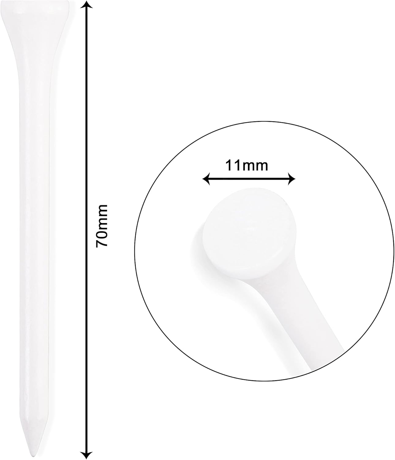 Wooden golf tee - 70 mm - White - 100 pieces - Image 2