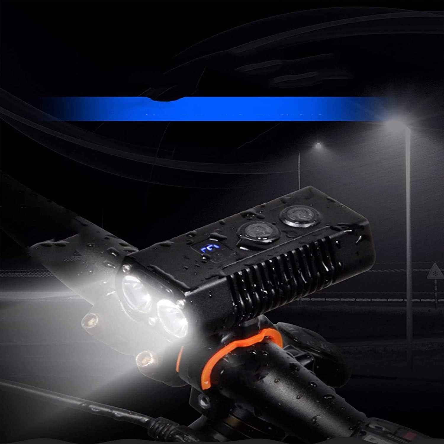 Bicycle lamp - High lumen bicycle headlamp, 2 LEDs - Super bright headlamp - 7 modes for all bicycles, mountain bikes, racing bikes - Rechargeable via USB - Image 5