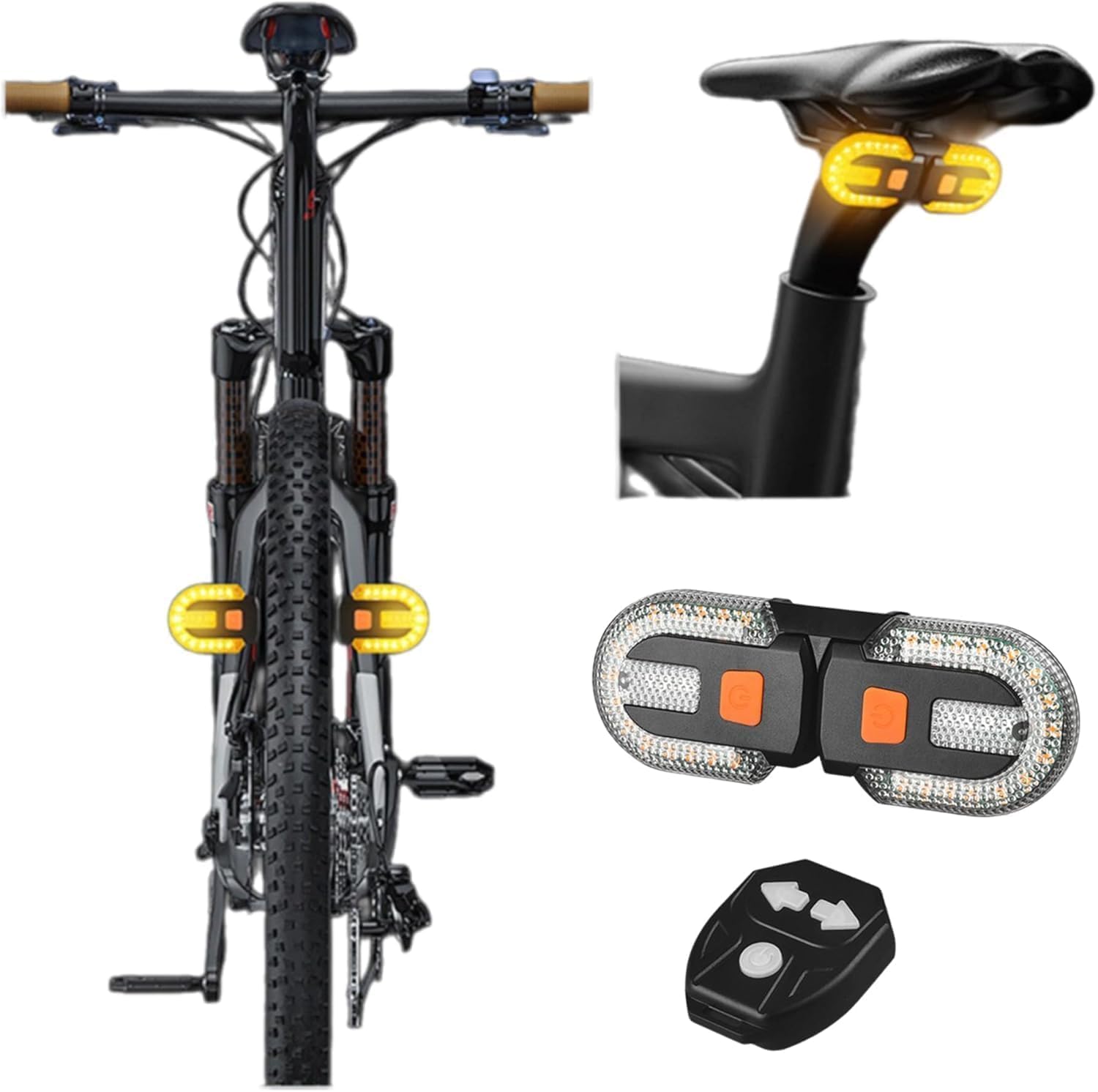 LED Bicycle Rear Light - with Turn Signal - Split Bicycle Rear Light - Bicycle Indicator Light USB Rechargeable - Suitable for Bicycles, Warning for Bicycle Safety Bicycle Light 5 Modes - Image 1