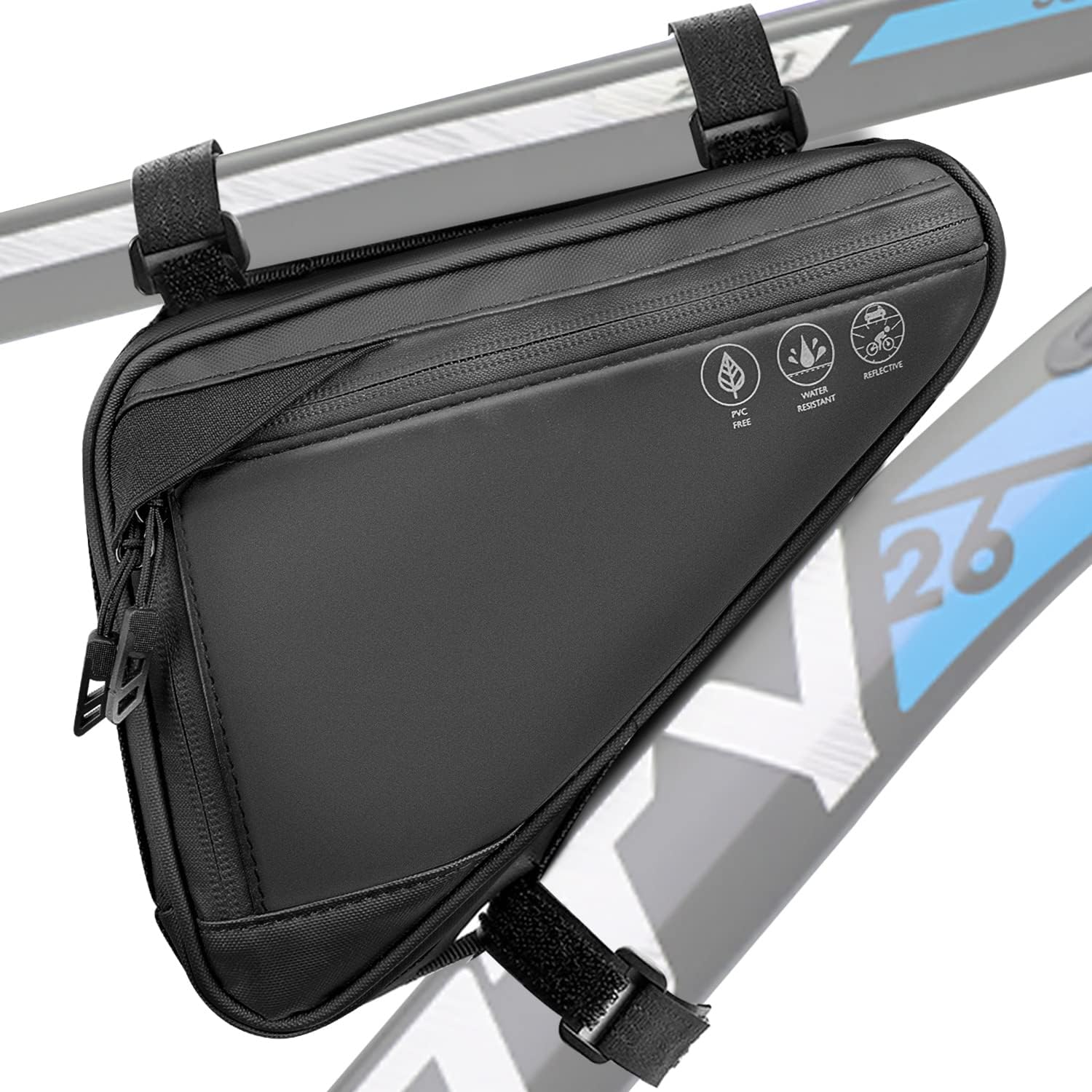 Bike frame bag - Waterproof bike bag for handlebars, head tube and saddle - Reflective bike bag - Suitable for outdoor, road and mountain biking - Image 1