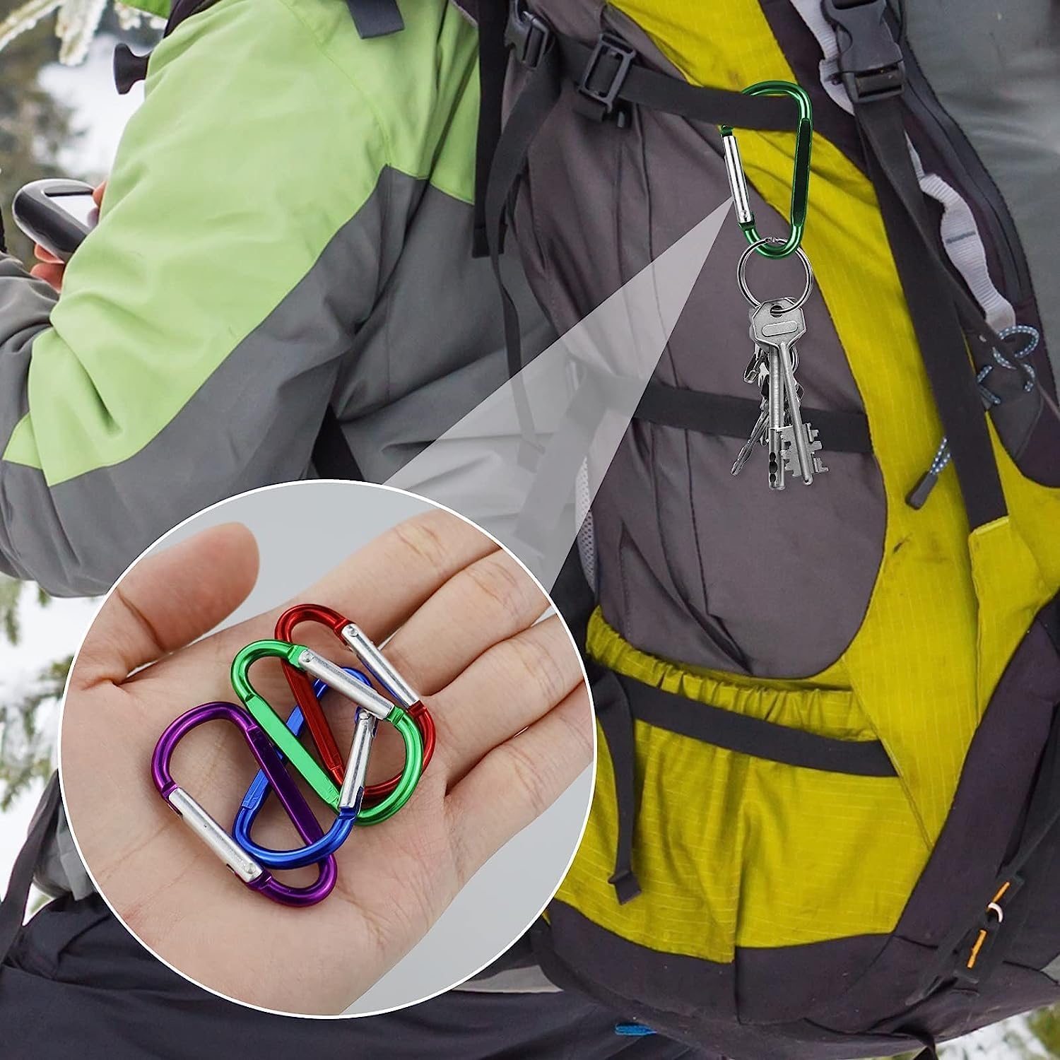 Carabiner - D-ring clip hook - Durable keychain - Camping accessory - Suitable for outdoor fishing, hiking, backpacking - 10 pieces - Image 2