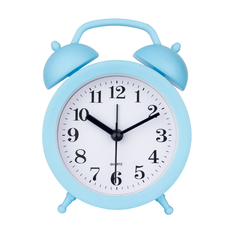 Children's Alarm Clock-Children's Alarm Clock-Children's Twin Bells-Cute Battery-Powered-Analog Mini Round Bedside Alarm Clock-Children's Gift Children's Student Alarm Clock Home Decor (Blue) - Image 1