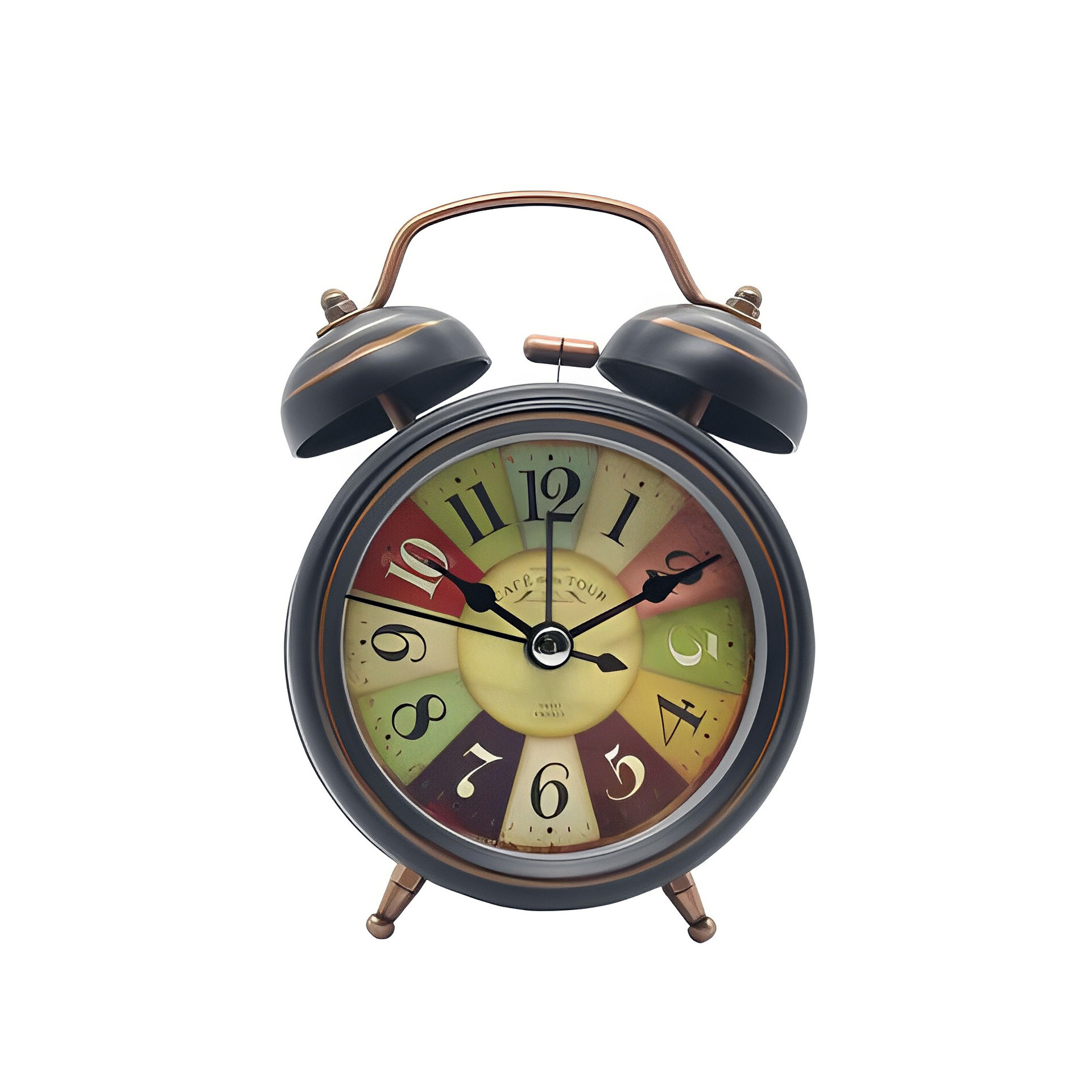 Alarm Clock - Retro Mini Silent Alarm Clock - with Night Light - Retro Arabic Digital Analog Quartz Alarm Clock - Ticking Double Bell Alarm Clock - Desk Clock with Alarm - Silent Clock - Image 1