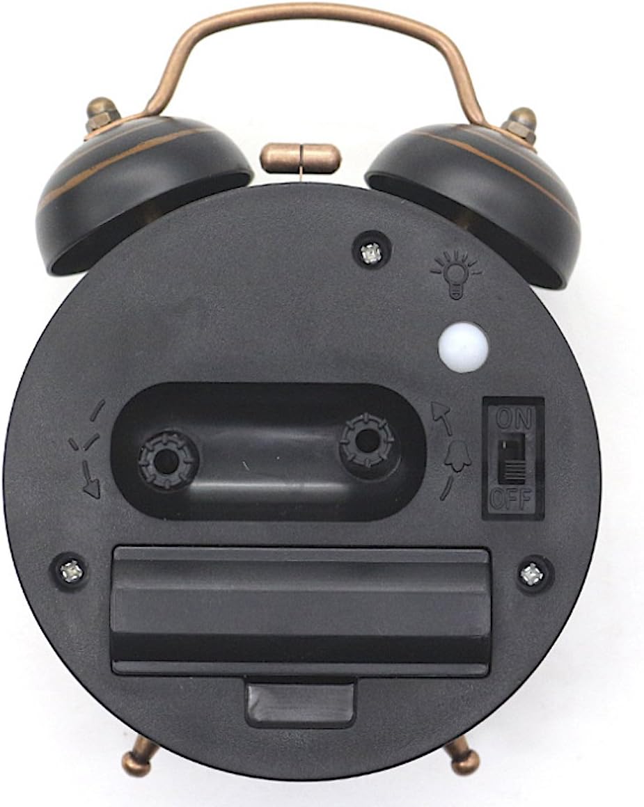 Alarm Clock - Retro Mini Silent Alarm Clock - with Night Light - Retro Arabic Digital Analog Quartz Alarm Clock - Ticking Double Bell Alarm Clock - Desk Clock with Alarm - Silent Clock - Image 4