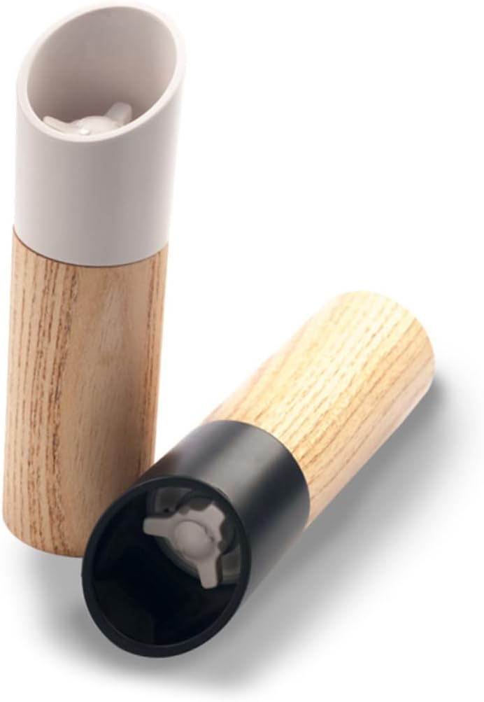 Pepper Mill - Manual Ceramic - Wooden Kitchen Utensil - For Freshly Ground Spices - Easy to Clean - 160mm * 45mm - White - Image 1