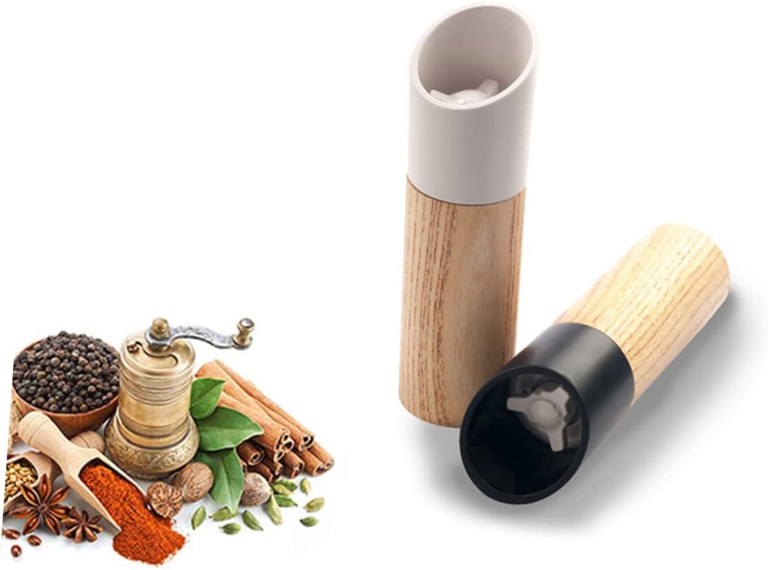 Pepper Mill - Manual Ceramic - Wooden Kitchen Utensil - For Freshly Ground Spices - Easy to Clean - 150mm * 45mm - Black - Image 2
