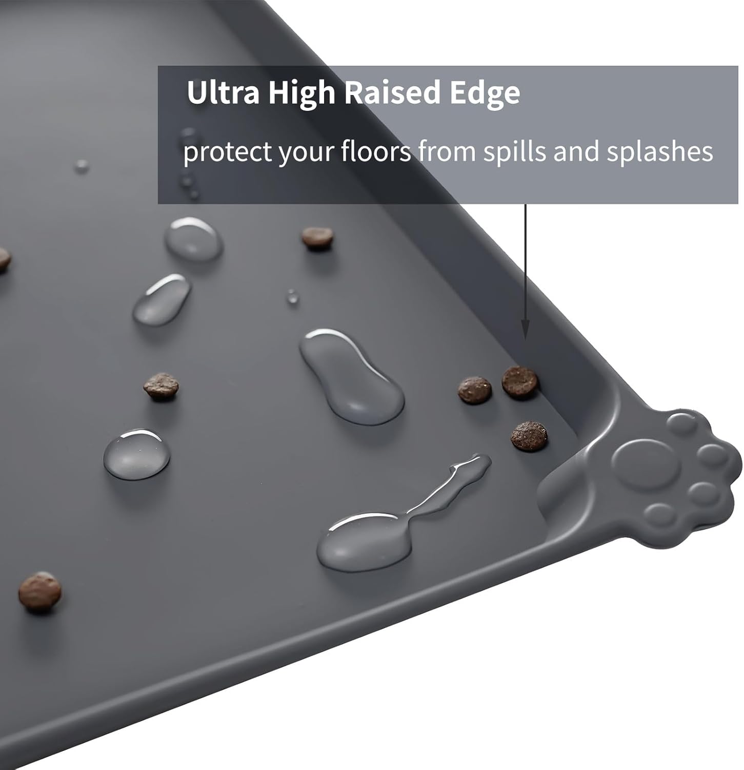 Pet Feeding Mat - Waterproof, Thick & Weighted - Place Mats for Cat & Dog Water Bowls - Dog & Cat Feeding Mats for Messy Water Bowls - Prevents Spills & Protects Floors - Image 2