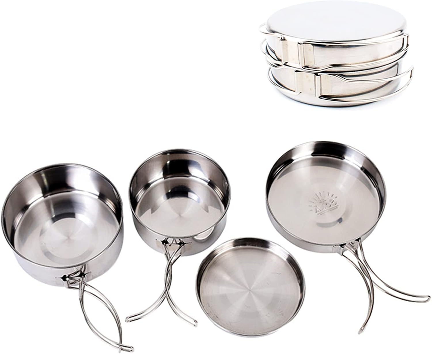 Camping Cookware Set - Multifunctional Portable Stainless Steel Cookware Set - Suitable for 2-3 People - Outdoor Picnic - Set of 4 - Image 1