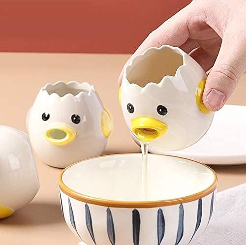 Egg White Separator - Ceramic Egg Yolk Separator - Portable Kitchen Gadget - Yellow Chicken - 2 Pieces - Image 1