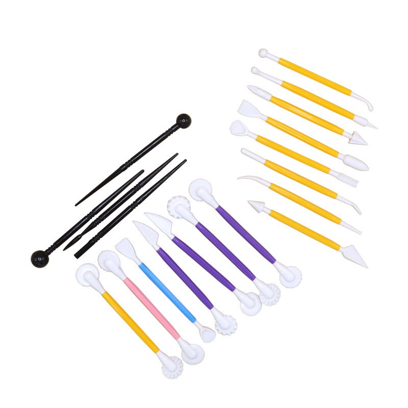 Fondant Tools - Cake Decorating Tools - Icing Clay Tools - Cake Modeling Cutting Tools - Sugarcraft Sculpture Model DIY Tools - Baking Accessories - 19 Pieces - Image 1