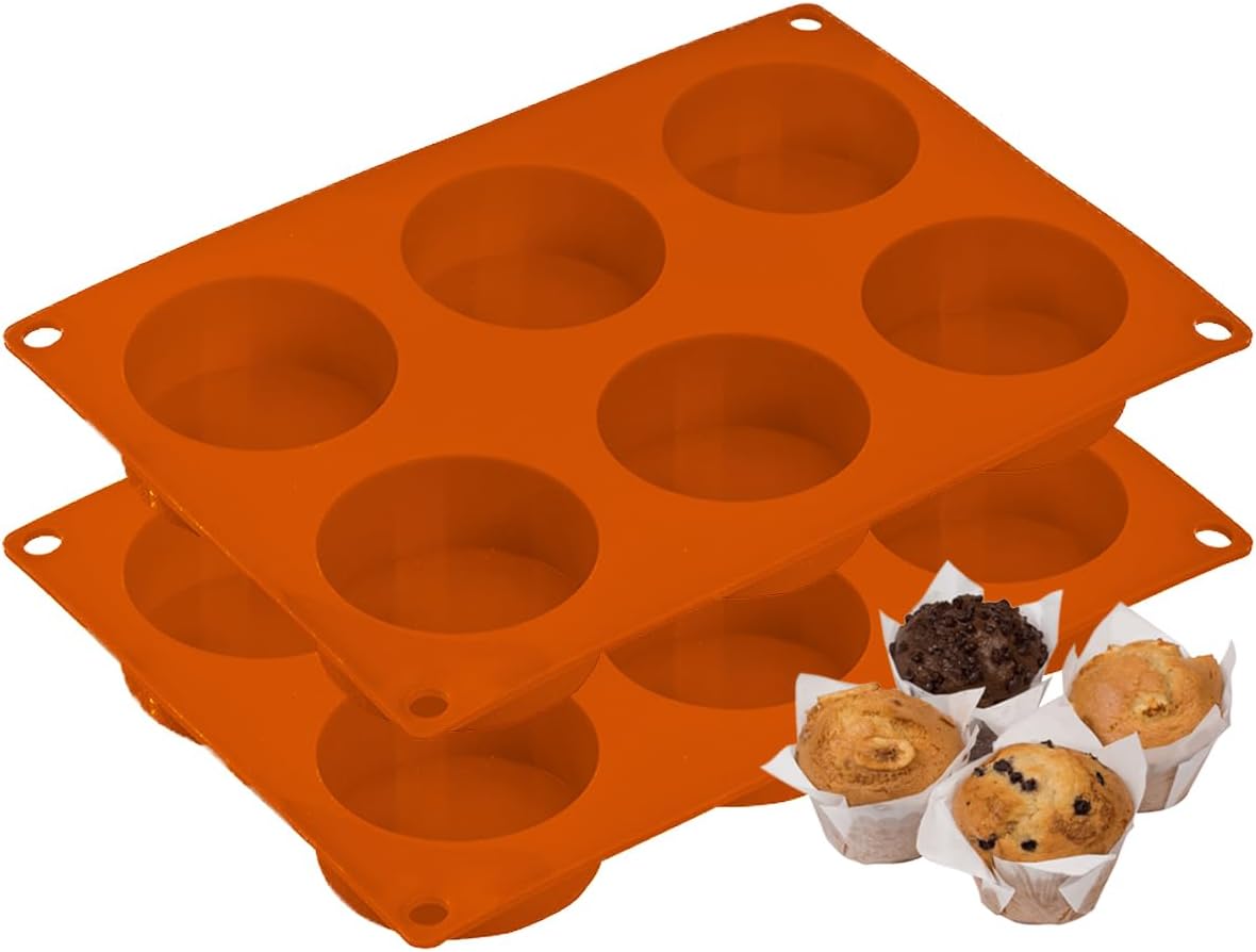 Muffin Tin - Yorkshire Pudding Pan with 6 Cavities - Silicone Cupcake Molds for Baking - Silicone Muffin Molds, Non-Stick Muffin Molds, Cookie Jelly Molds - Pack of 2 - Image 1