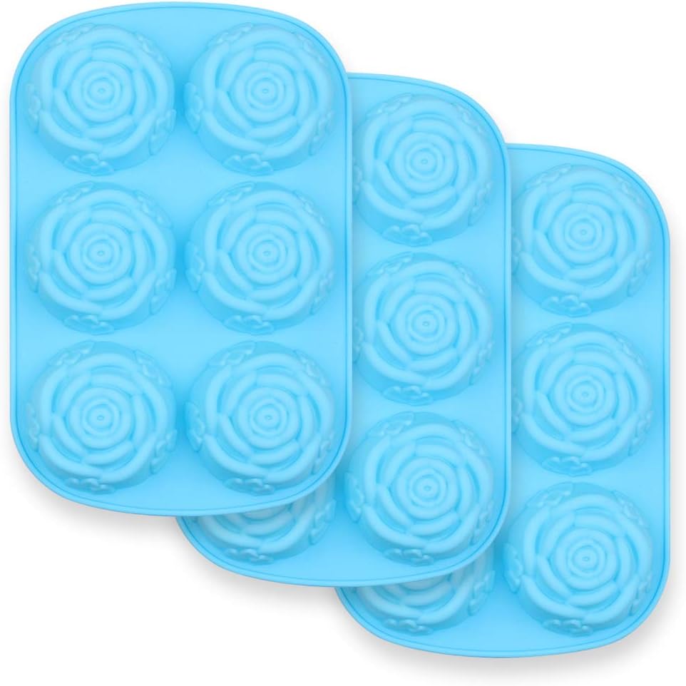 Cavity Flower Shaped Silicone Molds - Non-Stick Silicone, Jumbo Roses, Suitable for Candy, Chocolate, Jelly, Ice Cubes and Roses - Set of 3 - Image 1