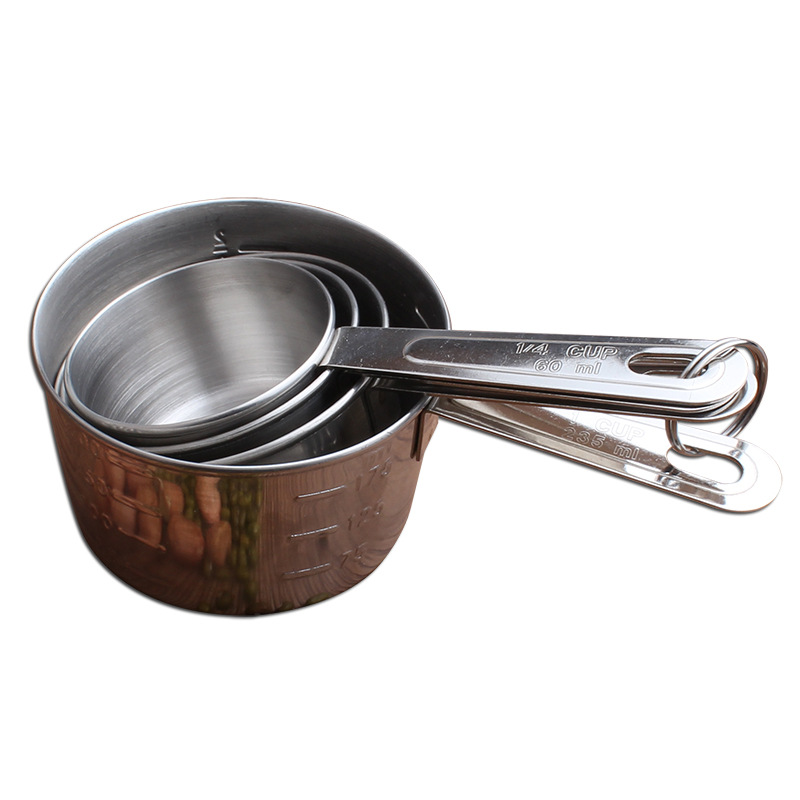 Stainless Steel Measuring Cups - 60, 80, 120, 235 ml - Silver - Set of 4 - Image 1