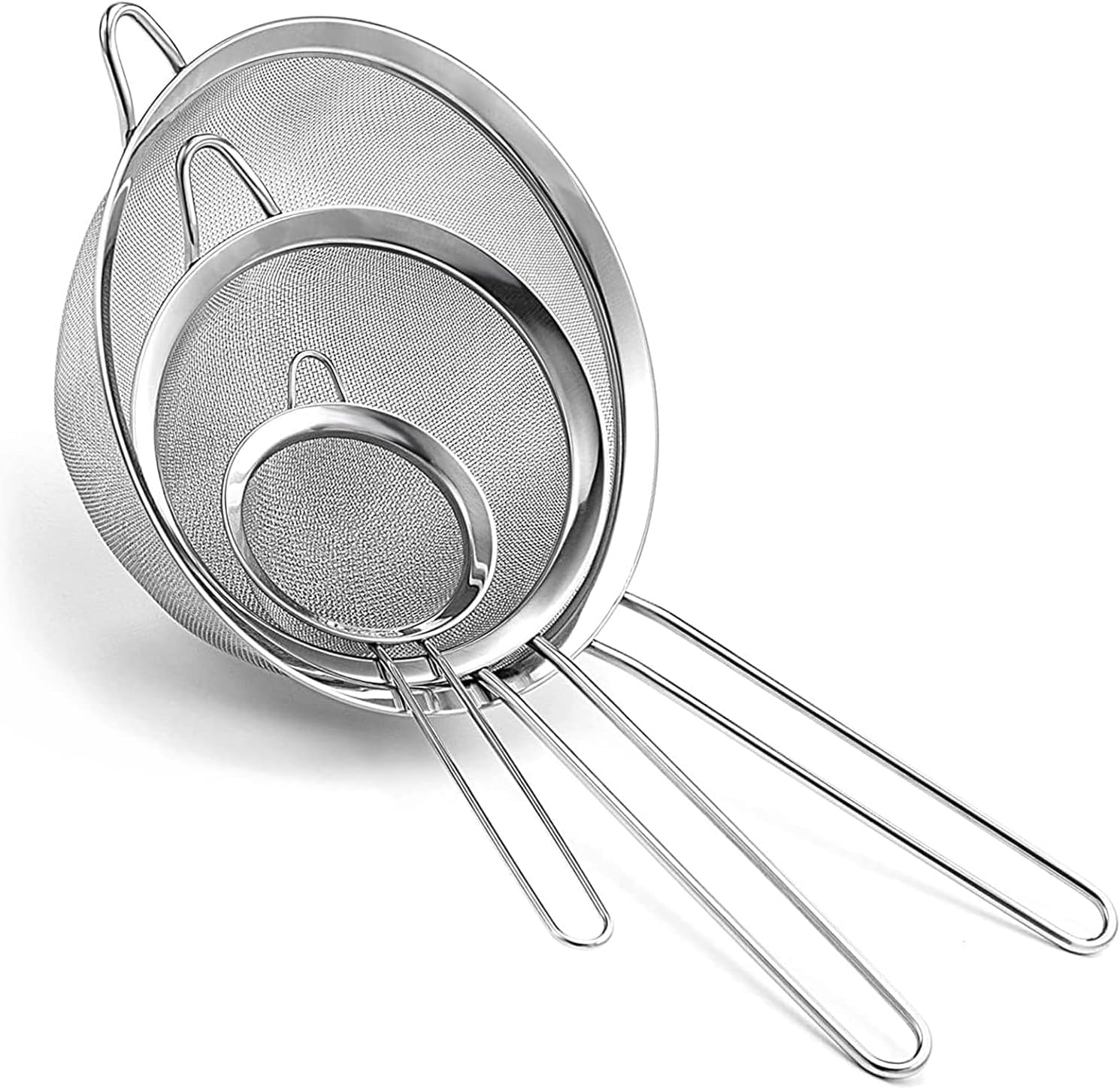 Strainers - Marine Grade Stainless Steel - Fine Mesh - Heat Resistant - No Sharp Edges - Corrosion Resistant - Pack of 3 (8cm, 12cm & 18cm) - Image 1