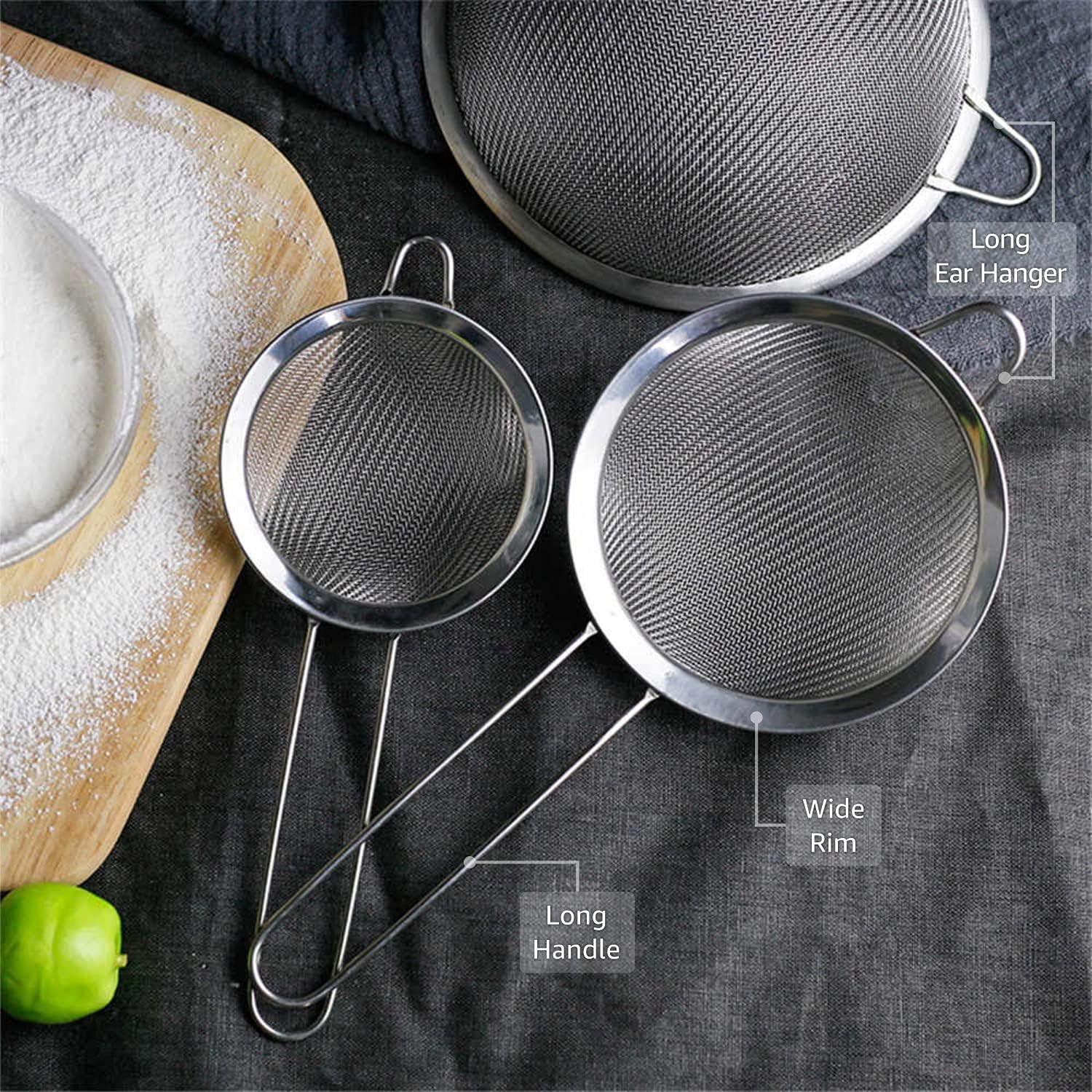 Strainers - Marine Grade Stainless Steel - Fine Mesh - Heat Resistant - No Sharp Edges - Corrosion Resistant - Pack of 3 (8cm, 12cm & 18cm) - Image 5