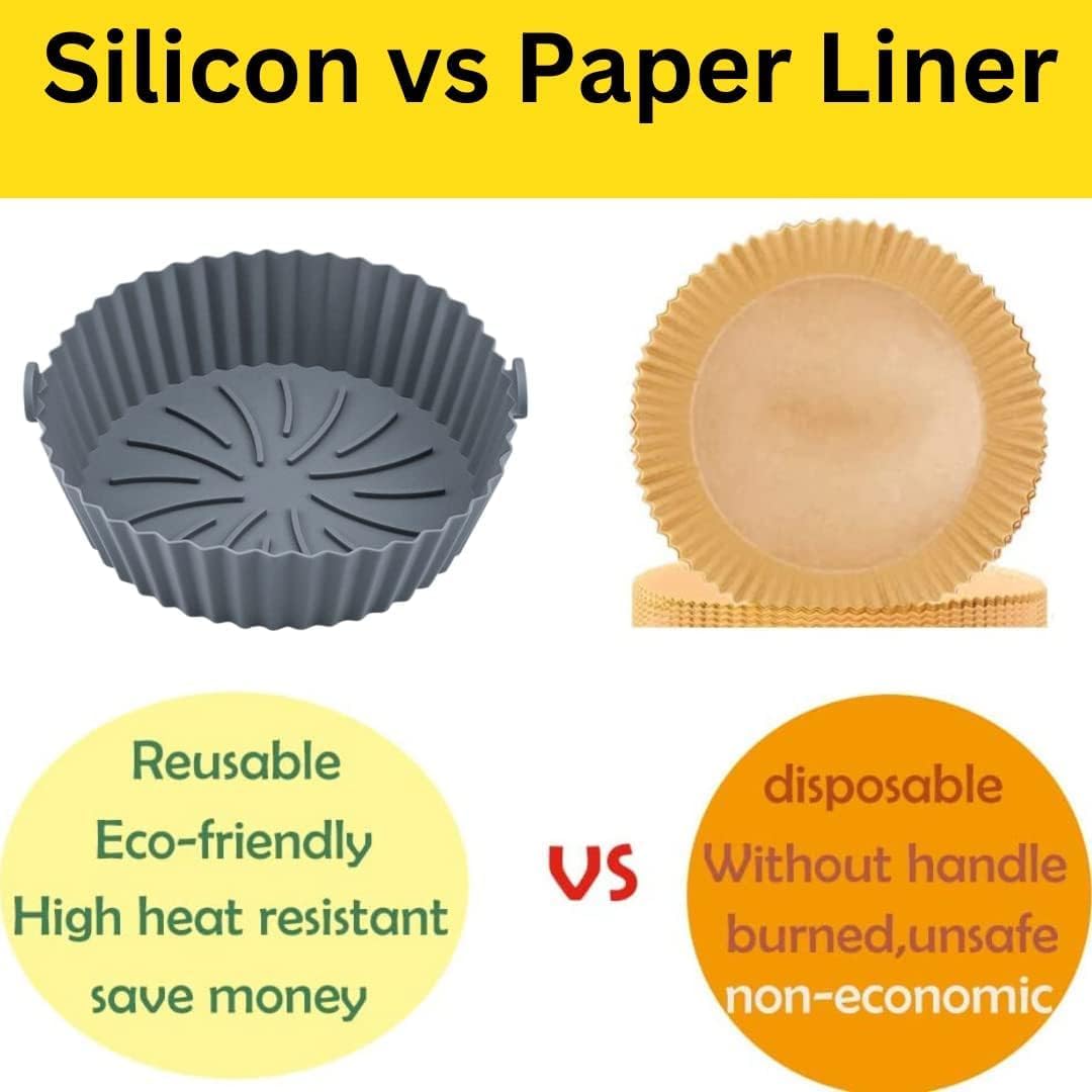 Silicone Air Fryer Liners - Non-Stick, Greaseproof, Waterproof - Food Grade Silicone Baking Pans - Microwave Safe - 7.8 Inch - Pack of 2 - Image 4