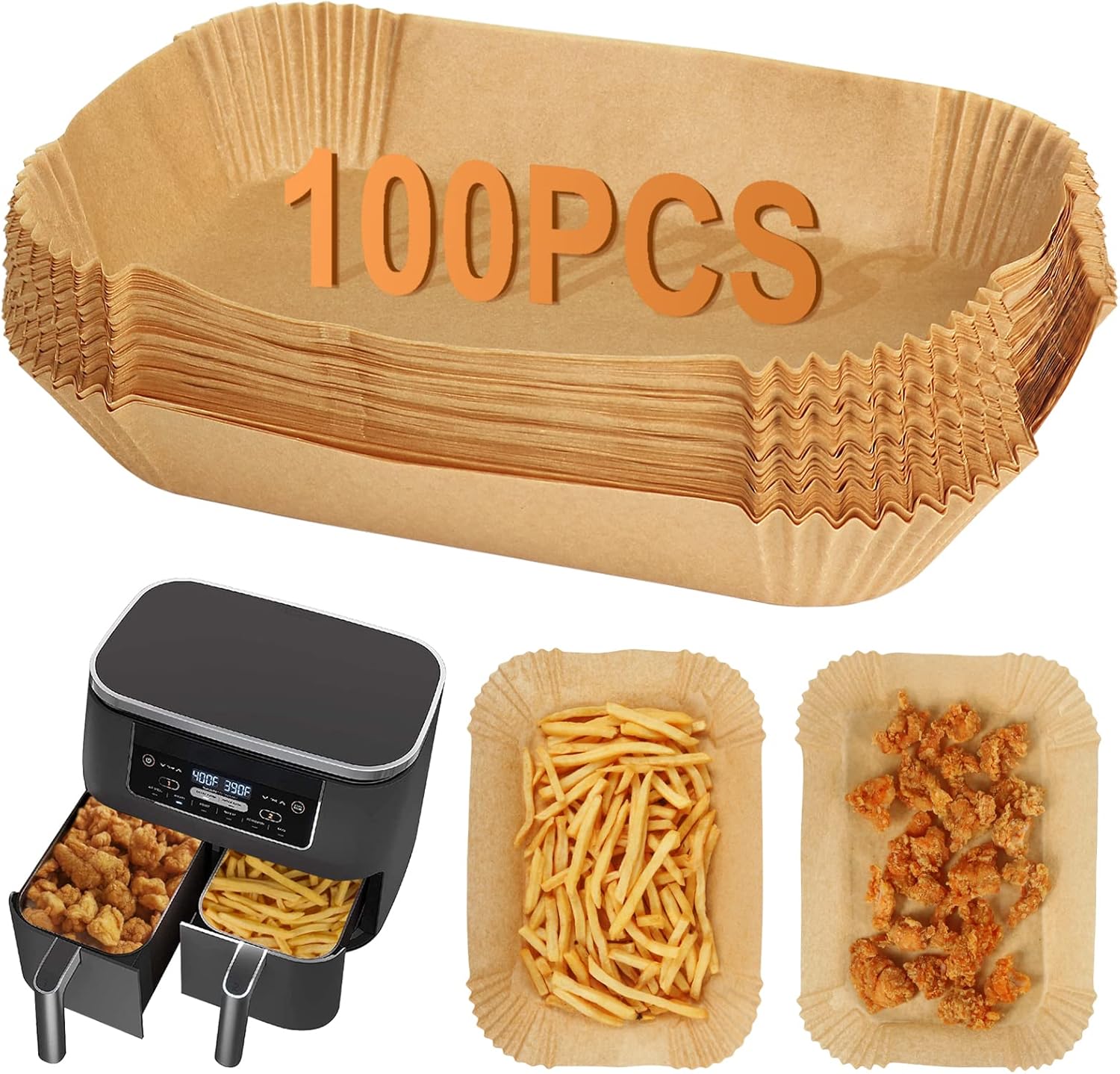Silicone Baking Paper - Suitable for Airfryer Liners - Compatible with Dual-Zone Fryers - 100 Pieces - Image 1