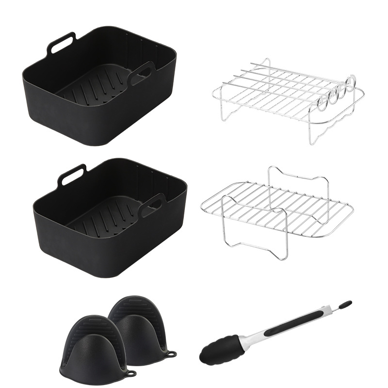Airfryer Accessory Set - Silicone Liner, Grill, Steam Basket, Baking Tray and Pan - Set of 7 - Image 1