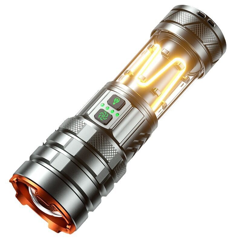 Flashlight - Type-C Super Bright Rechargeable - Multifunctional Large Capacity - Camping - Black - 16.8*5*4.5cm - Image 1