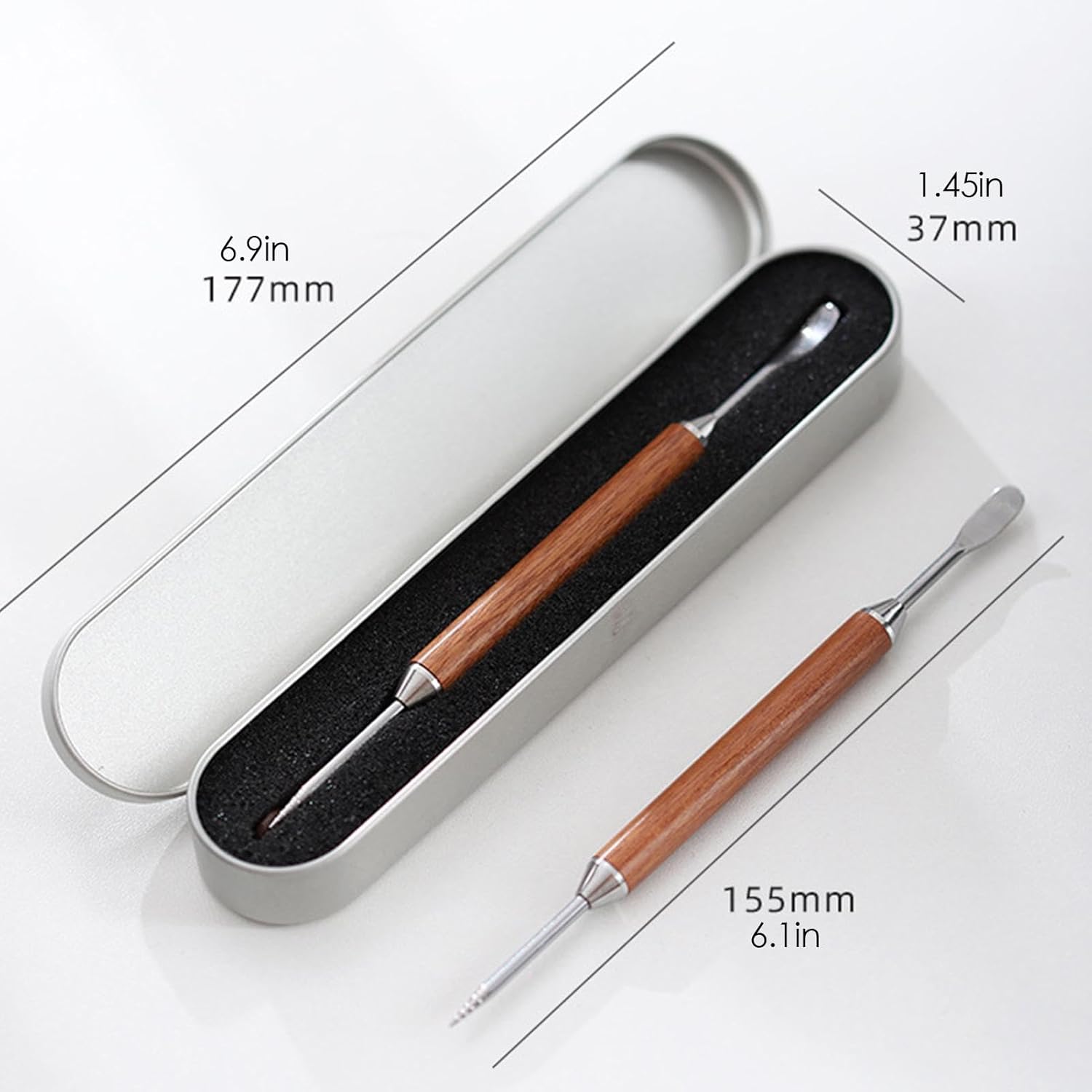 Coffee Latte Art Needle - 304 Stainless Steel Coffee Art Pen - Cappuccino Engraving Pen Double Head - Stainless Steel Espresso Tool - For Latte Decoration - With Wooden Handle - Image 4